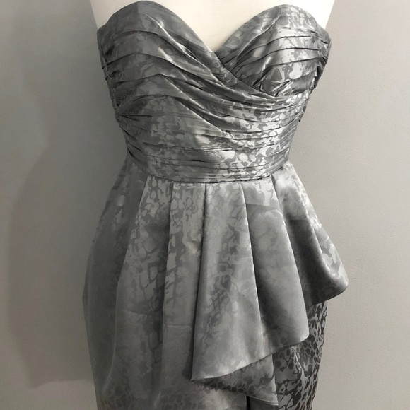 H&M Silver Strapless Ruched Ruffle Cocktail Mini NWT - Picture 3 of 13
